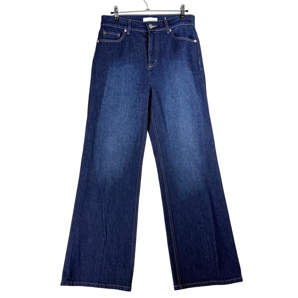 LOFT Wide Leg Jeans Womens 4P Dark Wash High Rise Denim Minimalist Classic